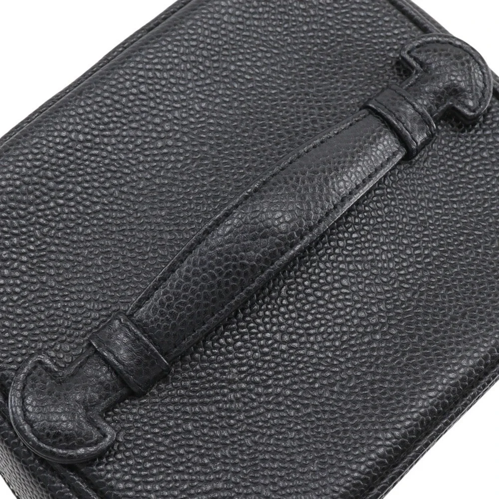 CHANEL Black Caviar Leather Logo Pouch